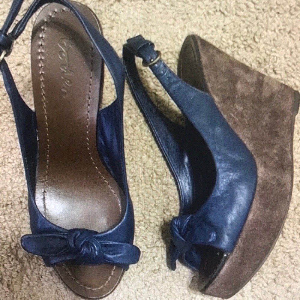 Boden blue peep toe wedges